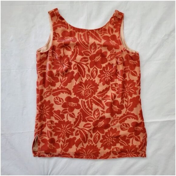 Magid Bernard Peach Silk 2-Pc Velvet Burnout Floral Vintage Chic Loungewear Sz S - Picture 5 of 16